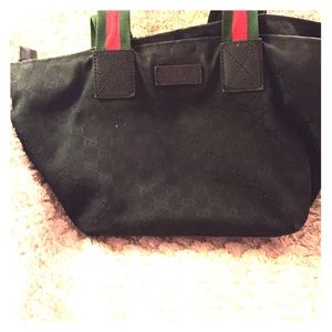 Gucci black canvas logo bag